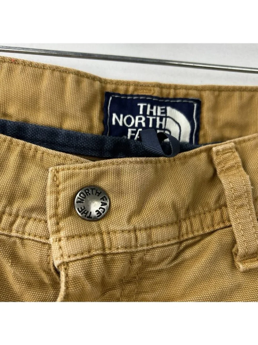VTG The North Face Cotton Ripstop Cargo Shorts Men's 36R  Gold Hiking Camping